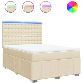vidaXL Boxspringbett mit Matratze Creme 160x200 cm Stoff - Creme