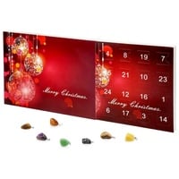 VALIOSA Tischkalender Adventskalender mit Halbedelsteinen, mit Halskette + 23 individuelle Anhänger aus Halb-Edelstein, Geschenkidee für Mädchen