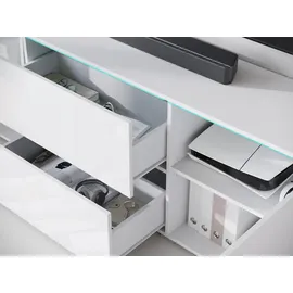 INOSIGN Lowboard INOSIGN, weiß (weiß, weiß hg), B:180cm H:61,8cm T:34,5cm, Sideboards, Lowboard, Lowboard Vera, 2 Türen/2 Schubladen, TV-Schrank mit viel Stauraum