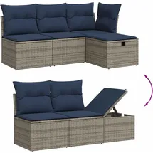 vidaXL Gartensofa-Set mit Kissen, grau, Polyrattan