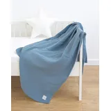 LOOLAY Musselin Decke 150x200cm – 100% Europäische Baumwolle – Leicht Atmungsaktiv – musselindecke Sommer für Kinder – Wickeldecke, Reisedecke und Strandtuch (Meerblau)