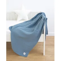 LOOLAY Musselin Decke 150x200cm – 100% Europäische Baumwolle – Leicht Atmungsaktiv – musselindecke Sommer für Kinder – Wickeldecke, Reisedecke und Strandtuch (Meerblau)