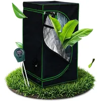 Melko Gewächshaus Gewächshaus Growbox Pflanzenzelt Zuchtzelt für Indoor & Outdoor, Stück, inkl. 3 in 1 Feuchtigkeitsmessgerät für Pflanzen schwarz 120 cm x 180 cm x 60 cm