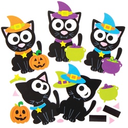 Bastelsets für Deko-Magneten "Hexenkatzen" zum Kombinieren (pro Set 8) Halloween-Basteleien