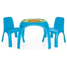 pilsan Stabile Kindersitzgruppe blau, 1x großer Tischöberfläche, Tiermotive und 2xKinderstühle