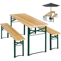 WOLTU Bierzeltgarnitur 3-teilig Biertisch & 2 Bierbank Holz Biertischgarnitur Klappbar Holztisch & Bierbänke Festzeltgarnitur Gartenmöbel Set für Geburtstag Grill Party Garten