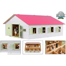 Kids Globe Pferdestall 1:24 mit 7 Boxen, Holz, rosa