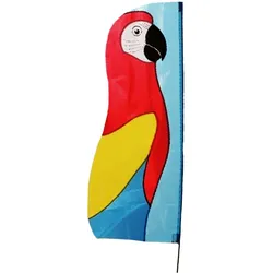 Windspiel Beachflag Papagei (bunt) - Deko-Strandflagge für Garten oder Balkon 100 CM