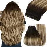 YoungSee Echthaar Tressen Balayage Tressen Echthaar 55CM Lang Haar Tressen Echthaar zum Einnahen Weft Extensions Echthaar Weave Extensions Echthaar Tressen Doppelt Tressen fur Damen 100g #2