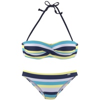 VENICE BEACH Bandeau-Bikini Damen marine-gelb-gestreift Gr.34 Cup B