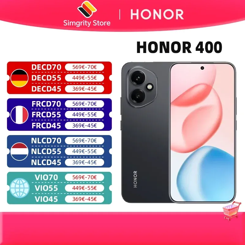 Globale Version HONOR 400 Smartphone android 5G Snapdragon 7 Gen 3 5300 mAh Akku 6,55 Zoll AMOLED Display 200MP AI Kamera