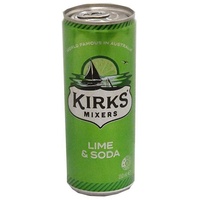 Kirks Mixers Lime & Soda Mini Can - Australian Import 250 ml