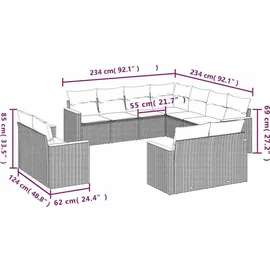 vidaXL Gartensofa-Set 11-tlg. schwarz