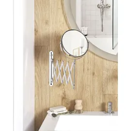 Beliani Beliani, Schminkspiegel Silber Eisen Ø 19 cm Wand montierter Verlängerungsarm doppelseitige Vergrößerung, Badezimmerzubehör
