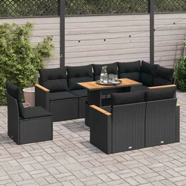 vidaXL Garten-Lounge-Set 9-tlg. schwarz