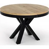 WFL GROUP Esstisch im Loft-Stil - Industrieller Tisch mit schwarzen Metallbeinen - Platzsparender Tisch für Wohnzimmer - Eiche Wotan, Holzwerkstoff, Rund,Rund, 120x76x120 cm Esszimmer, Tische, Esstische