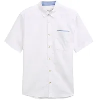 Tom Tailor Herren Regular Fit Kurzarmhemd aus Baumwolle, weiß,