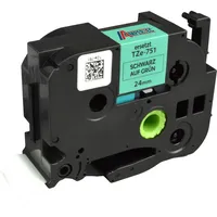 Ampertec P-Touch Band kompatibel zu TZe-751 schwarz auf grün
