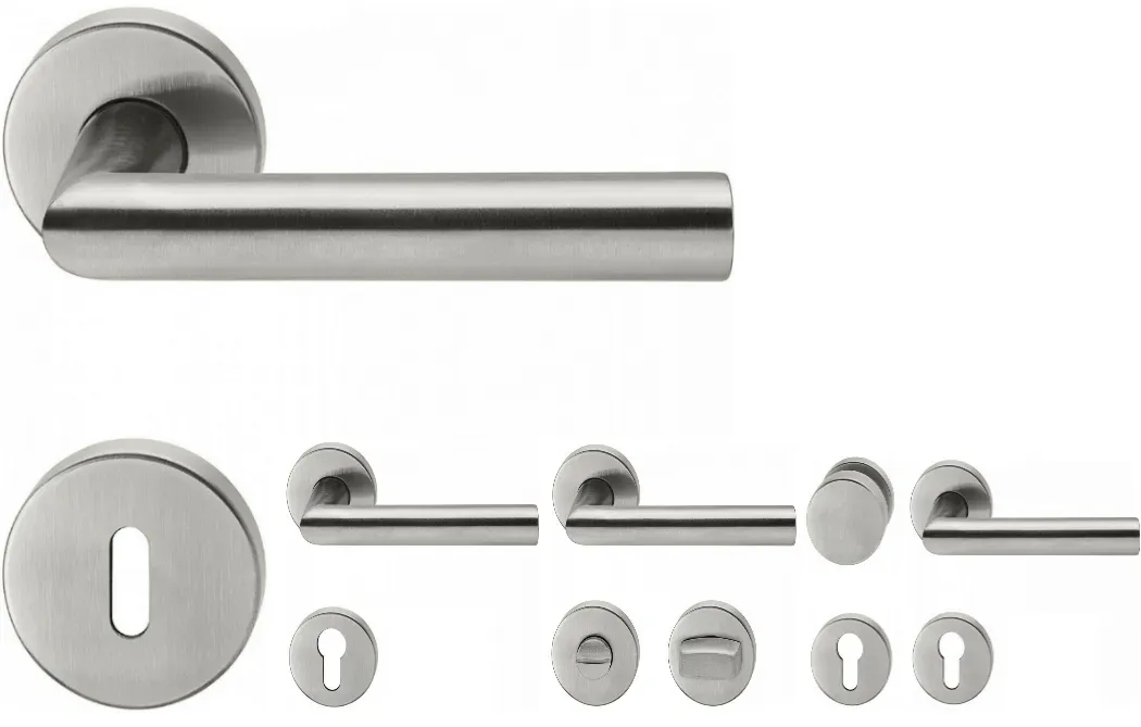 Hermat Türdrücker L-Form BB PZ WC WE Basic 02 Edelstahl matt Türgriff Drückergarnitur , Ausführung: WC/Bad (WC)