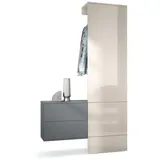 Vladon Wandgarderobe Carlton 105 x 193 x 35 cm Sandgrau Hochglanz