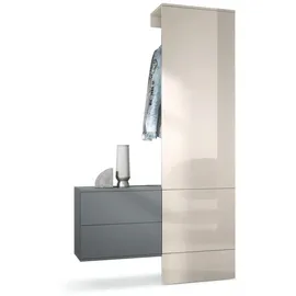 Vladon Wandgarderobe Carlton 105 x 193 x 35 cm Sandgrau Hochglanz