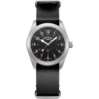 Rotary Herren Quartz Armbanduhr, 37.00mm Gehäusegröße mit schwarz analog Zifferblatt und schwarz Lederarmband Armband GS05535/19