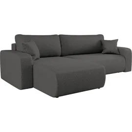 kaiser möbel Ecksofa mit schlaffunktion und bettkasten, Eckcouch MILANO XL stoff Quelle Graphit Links - Grau