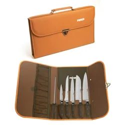 PIRGE Classic Profi Messerset mit Tasche 7 Stück - Geschmiedet Messerset - Profi Kochmesser Set - Edelstahl Profi Küchenmesser Set - Messer Set Scharf