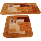 Goodway 2 Teiliges Badematten Set, Badteppich, Mailand, Terra │ Größe: 50x90cm, 50x45cm │rutschhemmend, waschmaschinenfest