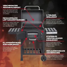 TAINO Hero XL Holzkohlegrill inkl. Haube + Wendeplatte