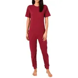 NORMANN CARE Pflegeoverall Kurzarm Schlafanzug Beere M