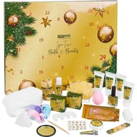 Brubaker Cosmetics Beauty Adventskalender 24 x Körperpflege Produkte & Spa Accessoires - der XXL Wellness Weihnachtskalender für Frauen und Mädchen & Gold
