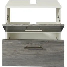 WELLTIME Waschbeckenunterschrank WELLTIME "Trento, verschiedene Ausführungen und Farben", silber (eiche rauchsilber), B:60cm H:54cm T:35cm, Holzwerkstoff, MDF, Schränke, Waschbeckenunterschrank, Badmöbel, Breite 60 cm, Beckenunterschrank auf Füßen, Made in Germany