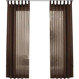 Gardinenbox 2er-Pack Gardinen Transparent Vorhang Set Wohnzimmer Voile Schlaufenschal mit Bleibandabschluß HxB 225x140 cm Braun,