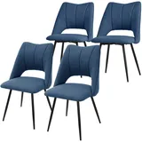 ML-Design Esszimmerstühle 4Er Set Blau aus Stoffbezug mit Rückenlehne