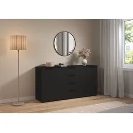 LeGer Home by Lena Gercke Schubladenkommode 160 x 81 x 42 cm Schwarz / Schwarz Mattglas