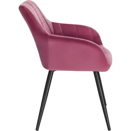 Woltu 1er-Set Esszimmerstuhl Küchenstuhl Polsterstuhl Wohnzimmerstuhl mit Metallbeine, Sitzfläche aus Samt, Bordeaux - bordeaux/Schwarz