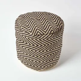 Homescapes Sitzpouf Jute 45 x 40 x 45 cm Schwarz/Natur