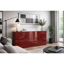 Mäusbacher Kommode 179 x 89 x 42 cm Bordeauxrot / Glas