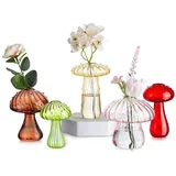 luxuskollektion Pilzförmige Glasvase 5er Set Blumenvase Deko in Bunt