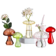 luxuskollektion Pilzförmige Glasvase 5er Set Blumenvase Deko in Bunt