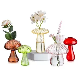 luxuskollektion Pilzförmige Glasvase 5er Set Blumenvase Deko in Bunt