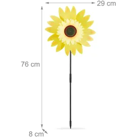 Relaxdays Windrad Sonnenblume 76 x 29 x 8 cm Gelb