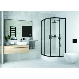 Deante Funkia Nero Halbrunddusche 90 x 90 cm rechts Schwarz/Transparent 5908212090312