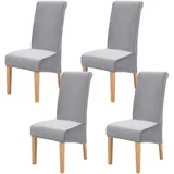 FXKS Stuhlhussen 4er Set,Stretch Stuhlhussen,Waschbar Abnehmbare High Back Chair Protector Covers,Velvet Stuhlhussen für Bankett Dining Room Restaurant Familie Dekoration (Hell Grau)