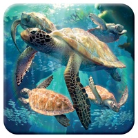 3D LiveLife Kork Matte - Schildkröte Schwimmen von Deluxebase. Linsenförmige-3D-Kork Ozean Untersetzer. rutschfeste Getränkematte mit Originalkunstwerk lizenziert vom bekannt Künstler David Penfound