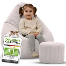 DreamRoots Sitzsack Cord Kinder Sitzsäcke Mädchen Jungen 70x70x105cm - Sitzsack mit Füllung, Hocker, Lehne und Bezug - Bean Bag Chair - Sitzkissen Boden