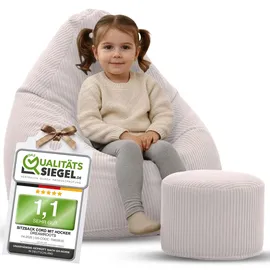 DreamRoots Sitzsack Cord Kinder Sitzsäcke Mädchen Jungen 70x70x105cm - Sitzsack mit Füllung, Hocker, Lehne und Bezug - Bean Bag Chair - Sitzkissen Boden