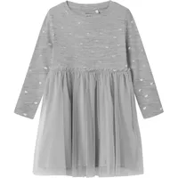NAME IT Mädchen Nmfnadja Ls Dress Noos, Grey Melange,