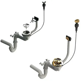 Faizee Möbel | Automatischer Siphon mit Überlauf für Granitspülen | Spülbecken Ablaufgarnitur Silber | Siphon Edelstahl für Küchenspüle & Spüle Küche | Einfache Montage & zuverlässige Funktion